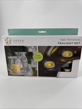 ORDER Home Collection 14pc Flameless Tealight Set - White/Teal Packaging NWT